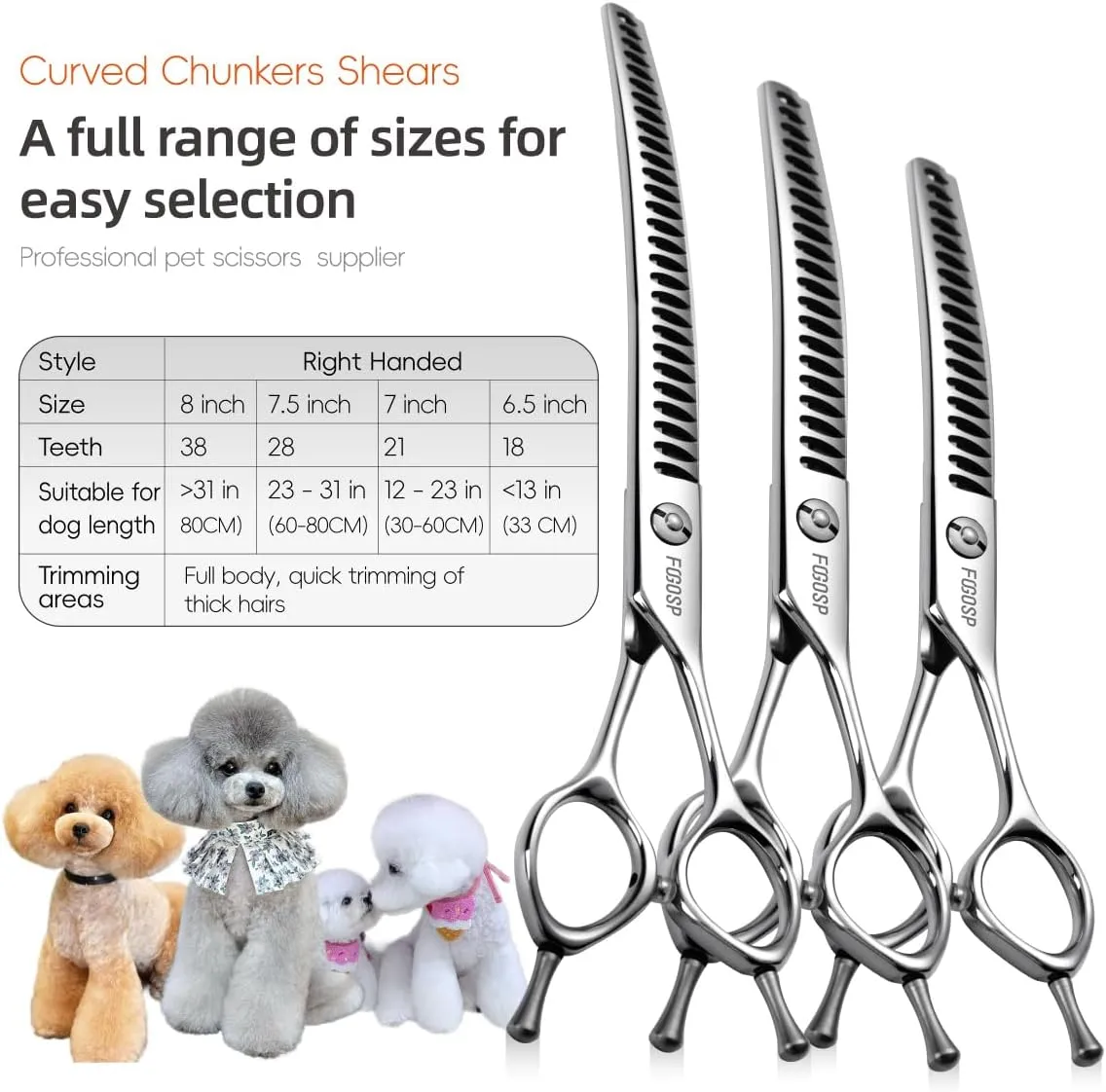 Curved Chunkers Shears Dog Grooming Scissors 7.0 in Professional Downward Thinning Shears for Dogs Cat Pet Japan 440C Stainless Steel Sharp and Durable(7.0 In, Chunker)