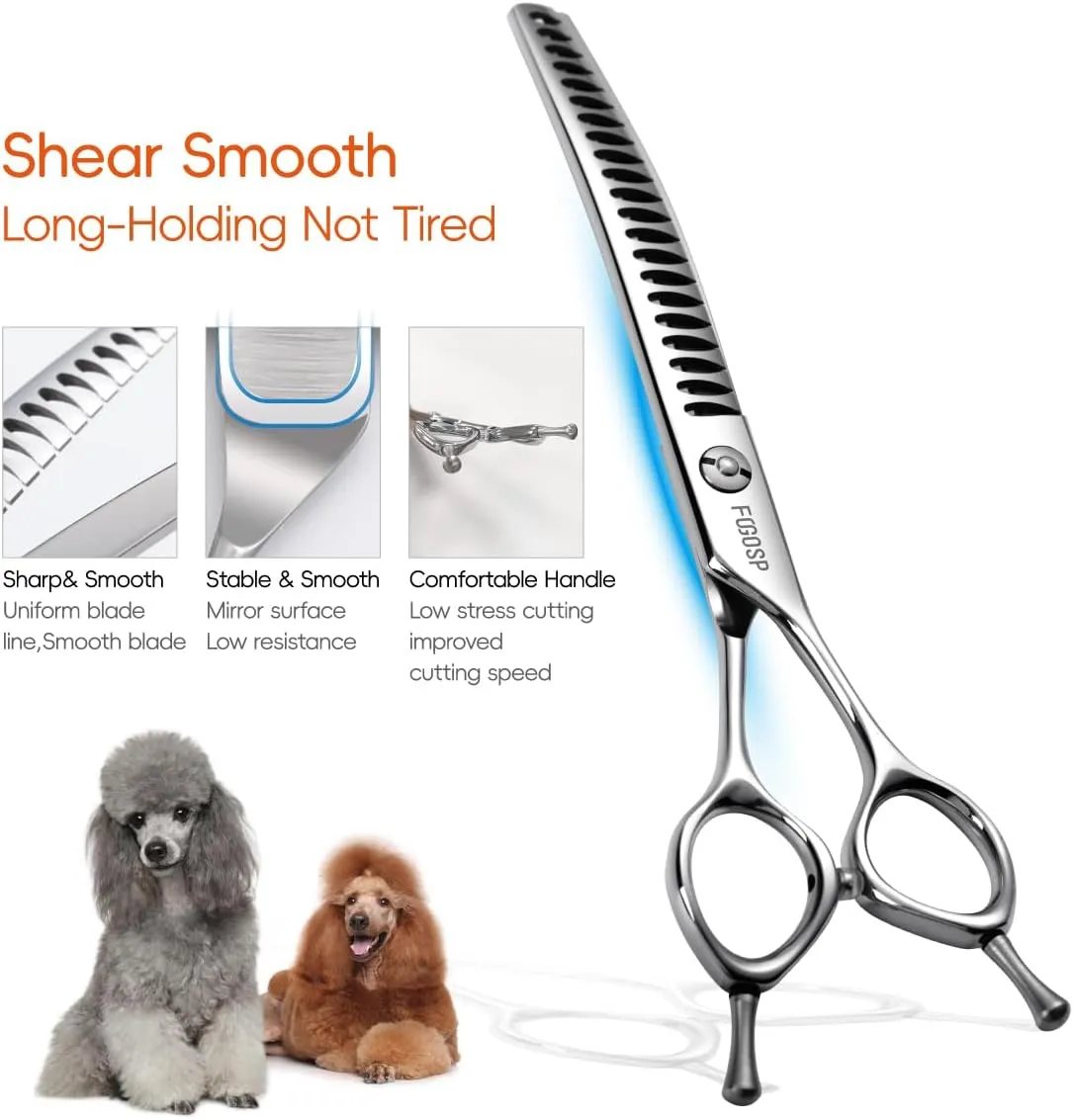 Curved Chunkers Shears Dog Grooming Scissors 7.0 in Professional Downward Thinning Shears for Dogs Cat Pet Japan 440C Stainless Steel Sharp and Durable(7.0 In, Chunker)