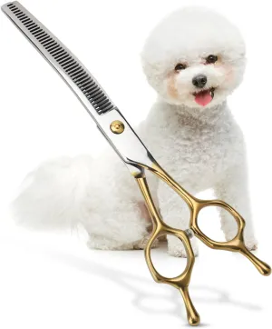 Curved Thinner Shears for Dog Grooming Scissors, 7 Inch 42 Teeth Stainless Steel Pets Grooming Scissors, Professional Pet Shears for Groomer, Long Hair Cutting for Animals (Curved Thinning A)