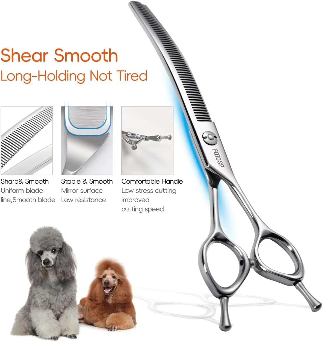 Curved Thinning Shears for Dogs 7.5'' Professional Blender Thinning Shears for Medium Large Dog 35% Thinning Rate (7.5 In, V Type Blender)