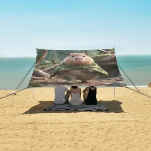 Cute Capybara Soldier Beach Camping Tent Sun Shelter for Whole Family, Beach Shade Canopy with UPF50  UV Protection,Easy Set Up and Carry,Outdoor Shade for Trips, Fishing, Backyard Fun Picnics