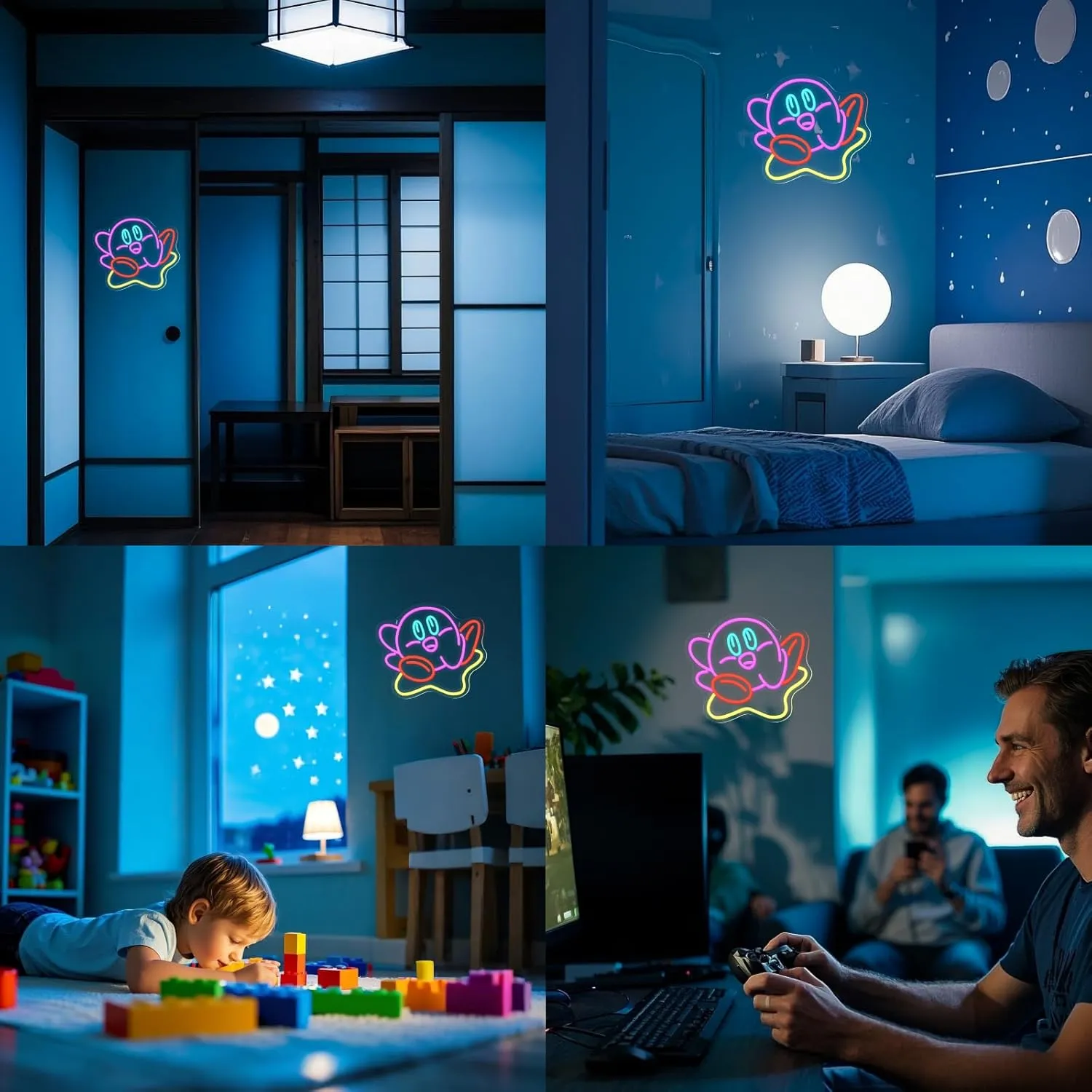 Cute Kirbee Neon Sign Dimmable Japanese Anime Led Signs for Wall Decor LED USB Powered Gaming Neon Light Sign for Kids Bedroom Game Room Decoration Gamer Fans Birthday Gifts