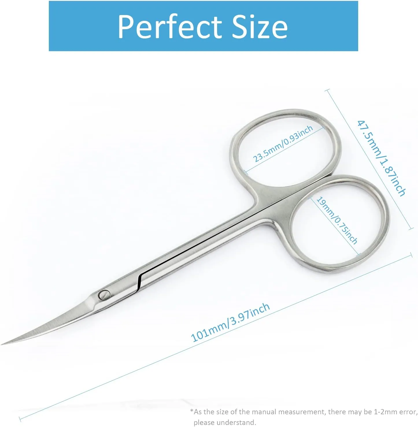 Cuticle Scissors for Women and Men Curved Stainless Steel with Tip Grooming Blades Manicure Nail for Dry Skin Nail Scissors (2)