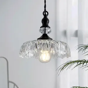 CVKASH Vintage Glass Pendant Light Fixture Black Modern Adjustable Chandelier Hanging Light for Farmhouse Dining Room Kitchen Bedroom Hallway Island