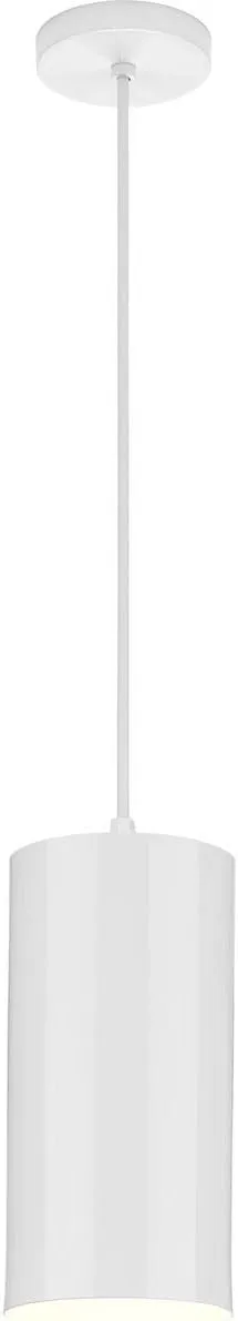 Cylinder Collection 6-Inch 1-Light White Modern Outdoor Hanging Pendant Light