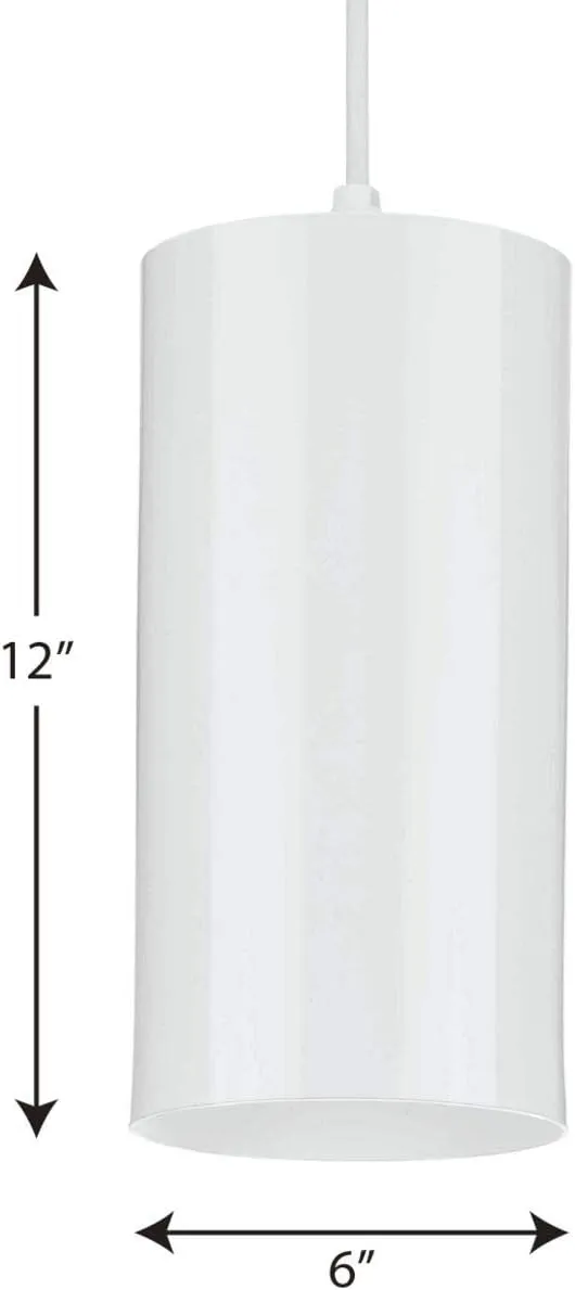 Cylinder Collection 6-Inch 1-Light White Modern Outdoor Hanging Pendant Light