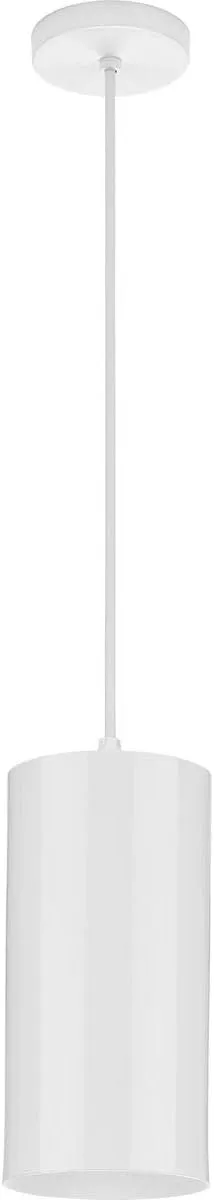 Cylinder Collection 6-Inch 1-Light White Modern Outdoor Hanging Pendant Light