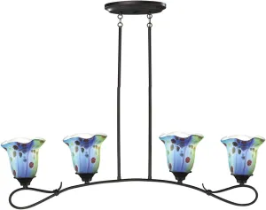 Dale Tiffany AH14337 Hand Blown Art Glass Island Fixture, 4-Light, Titan