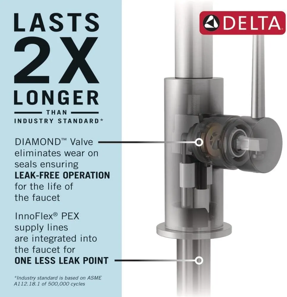 Delta 9113TV-AR-DST Essa Kitchen Faucet, VoiceIQ, Arctic Stainless