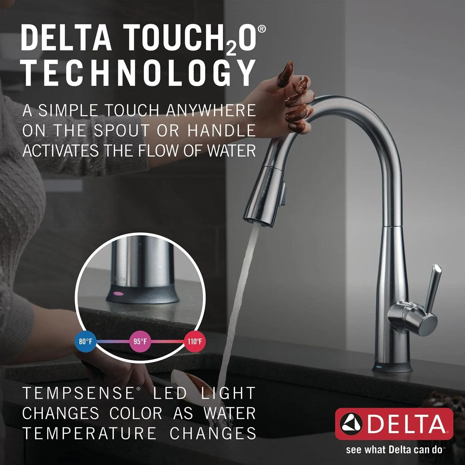Delta 9113TV-AR-DST Essa Kitchen Faucet, VoiceIQ, Arctic Stainless