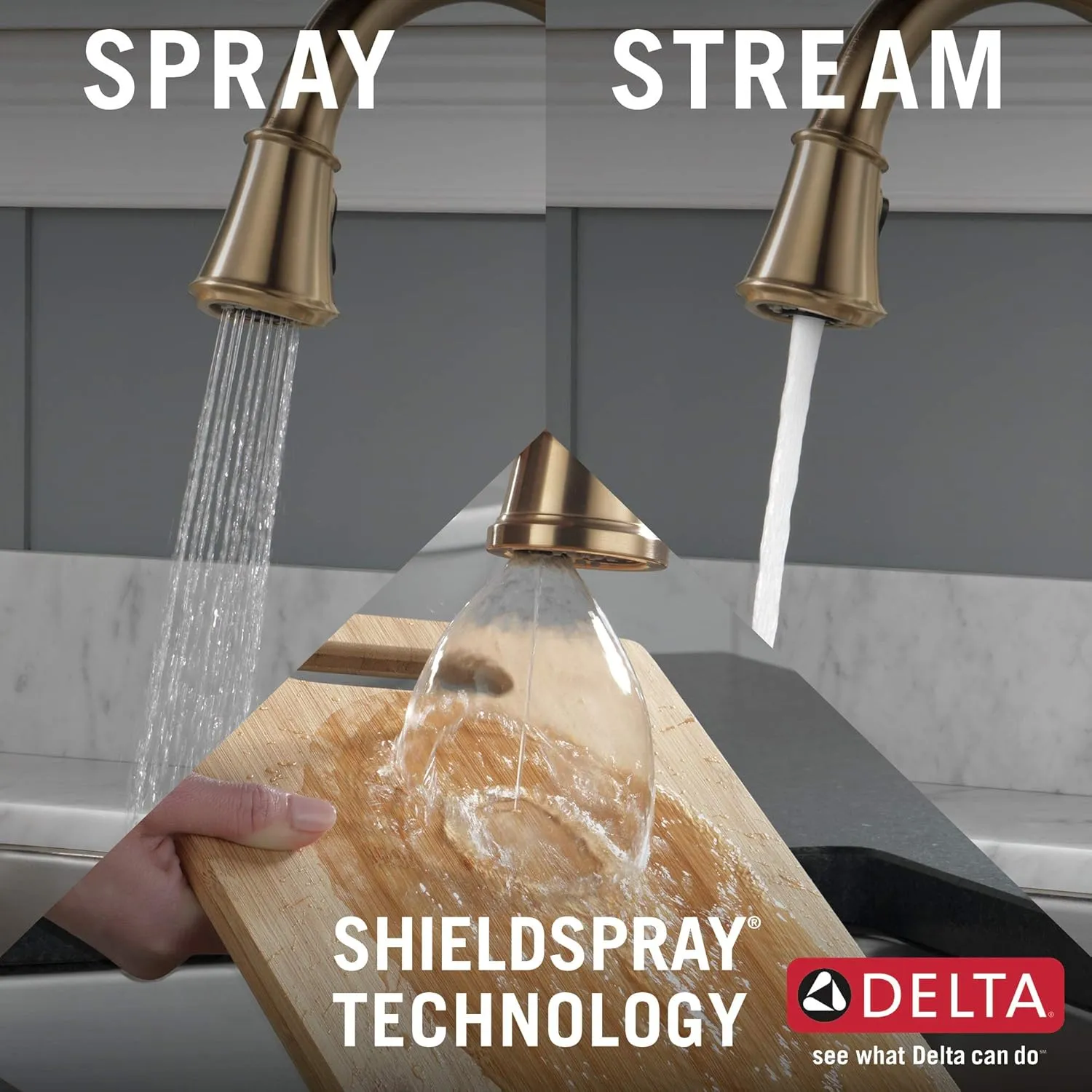 Delta 9197T-CZ-PR-DST Cassidy Kitchen Faucet, Lumicoat Champagne Bronze