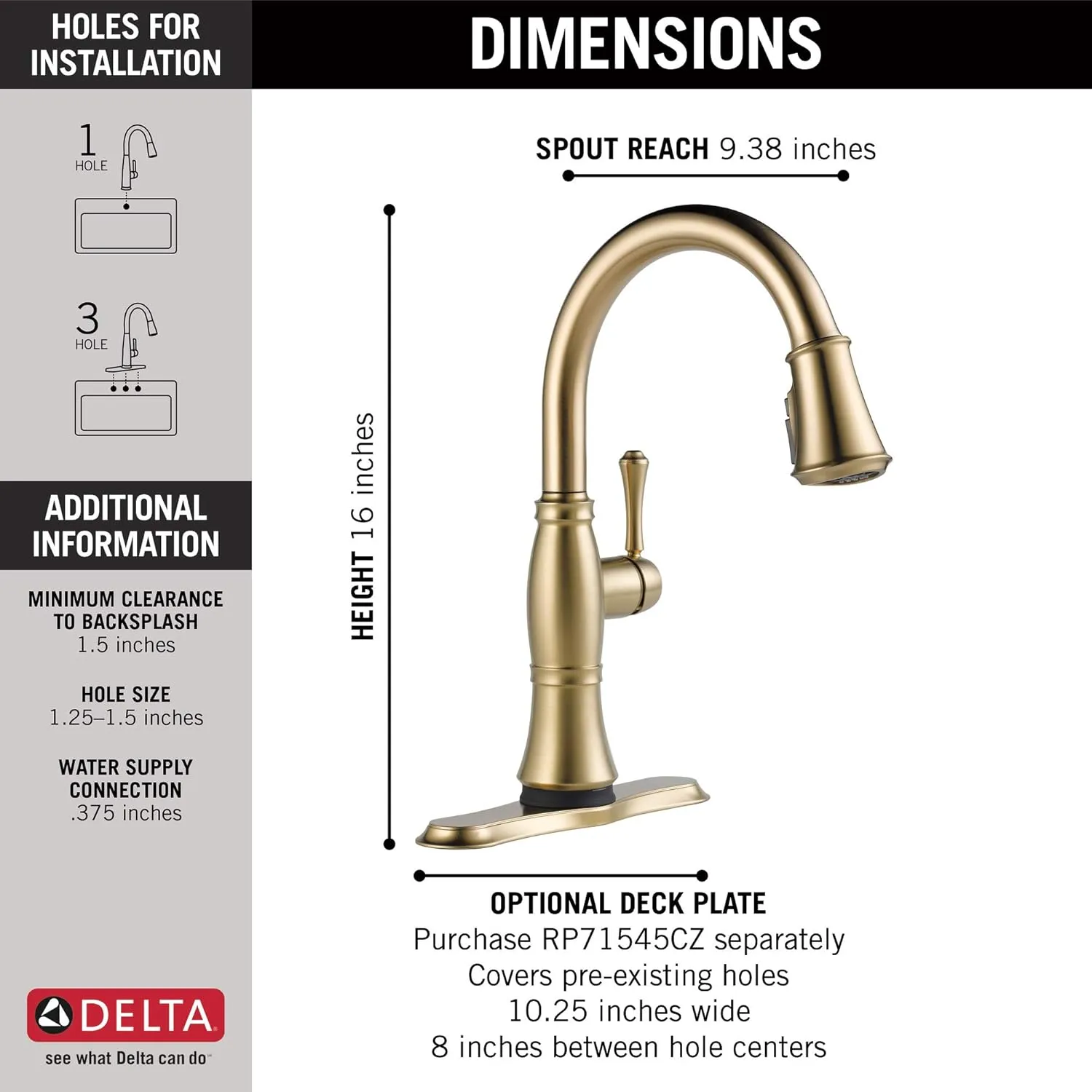 Delta 9197T-CZ-PR-DST Cassidy Kitchen Faucet, Lumicoat Champagne Bronze