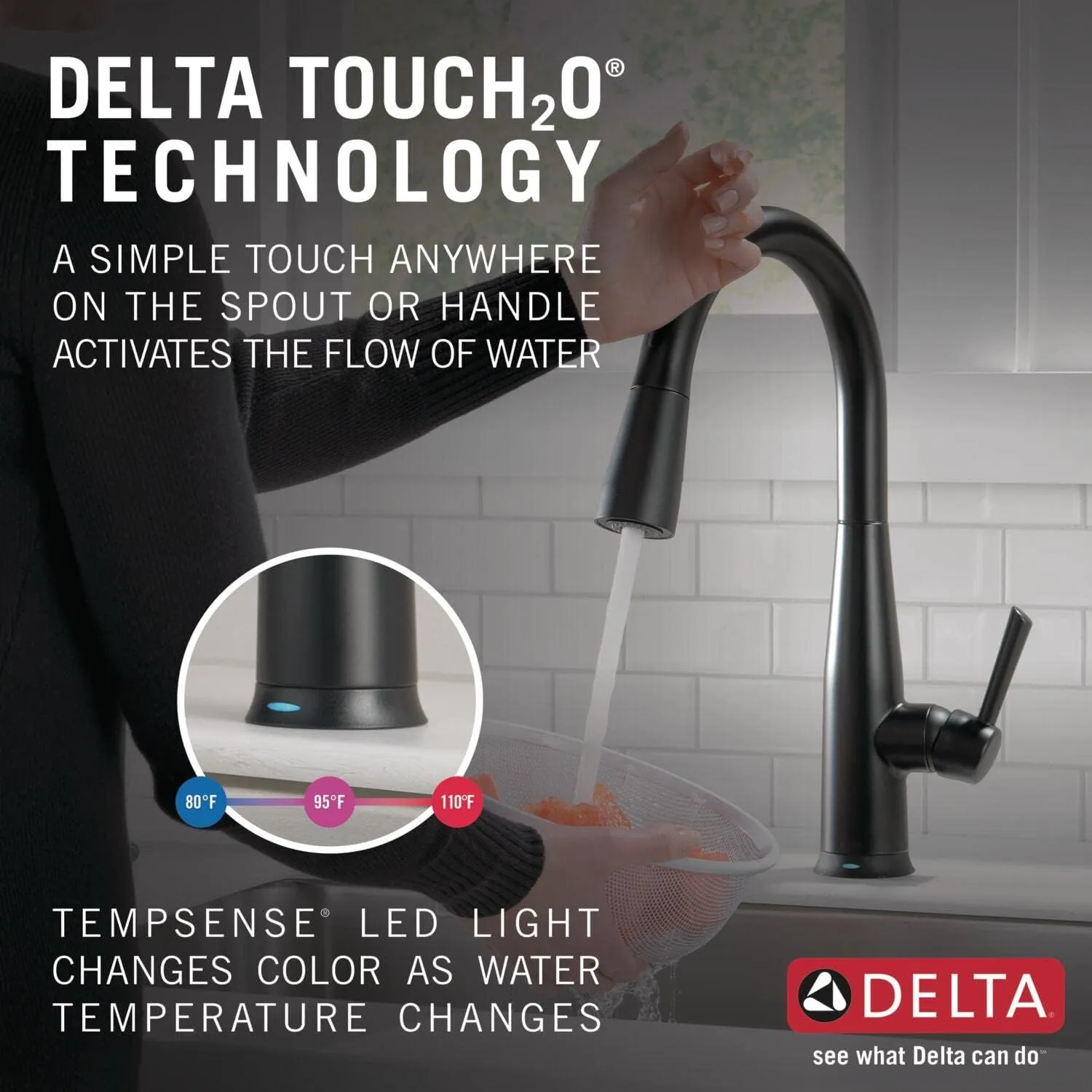 Delta Faucet Essa VoiceIQ Touchless Kitchen Faucets with Pull Down Sprayer, Smart Faucet, Alexa and Google Assistant Voice Activated, Kitchen Sink Faucet, Matte Black 9113TV-BL-DST