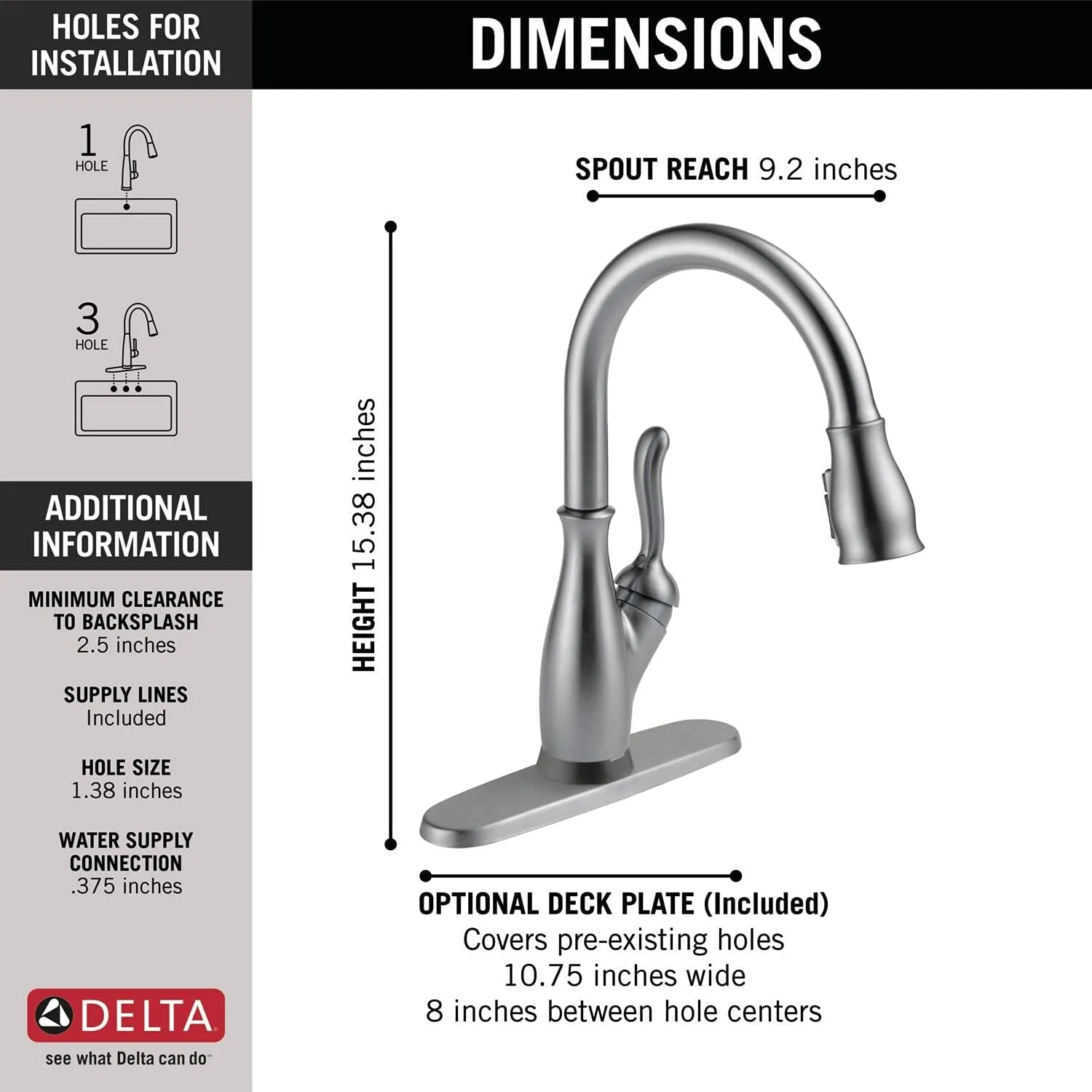 Delta Faucet Leland VoiceIQ Touchless Kitchen Faucet with Pull Down Sprayer, Smart Faucet, Alexa and Google Assistant Voice Activated, Kitchen Sink Faucet, Arctic Stainless 9178TV-AR-DST