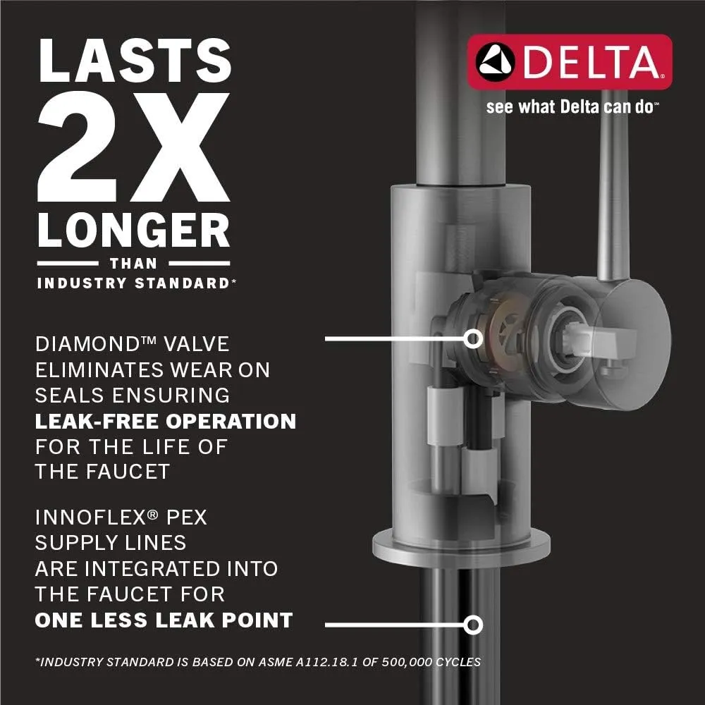 Delta Faucet Leland VoiceIQ Touchless Kitchen Faucet with Pull Down Sprayer, Smart Faucet, Alexa and Google Assistant Voice Activated, Kitchen Sink Faucet, Arctic Stainless 9178TV-AR-DST