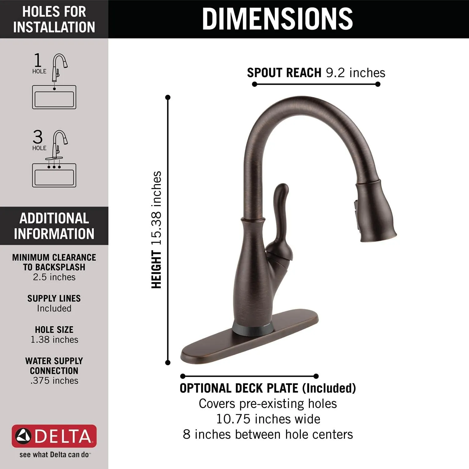 Delta Faucet Leland VoiceIQ Touchless Kitchen Faucet with Pull Down Sprayer, Smart Faucet, Alexa and Google Assistant Voice Activated, Kitchen Sink Faucet, Venetian Bronze 9178TV-RB-DST