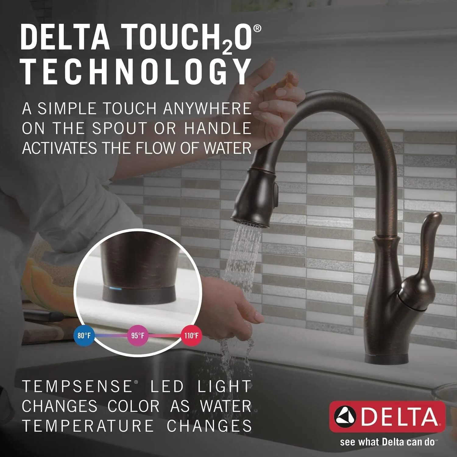 Delta Faucet Leland VoiceIQ Touchless Kitchen Faucet with Pull Down Sprayer, Smart Faucet, Alexa and Google Assistant Voice Activated, Kitchen Sink Faucet, Venetian Bronze 9178TV-RB-DST