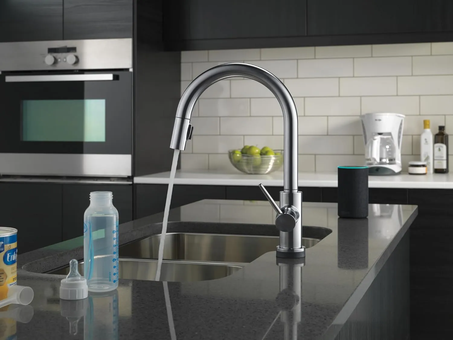 Delta Faucet Trinsic VoiceIQ Touchless Kitchen Faucet with Pull Down Sprayer, Smart Faucet, Alexa and Google Assistant Voice Activated, Gold Kitchen Faucet, Champagne Bronze 9159TV-CZ-DST