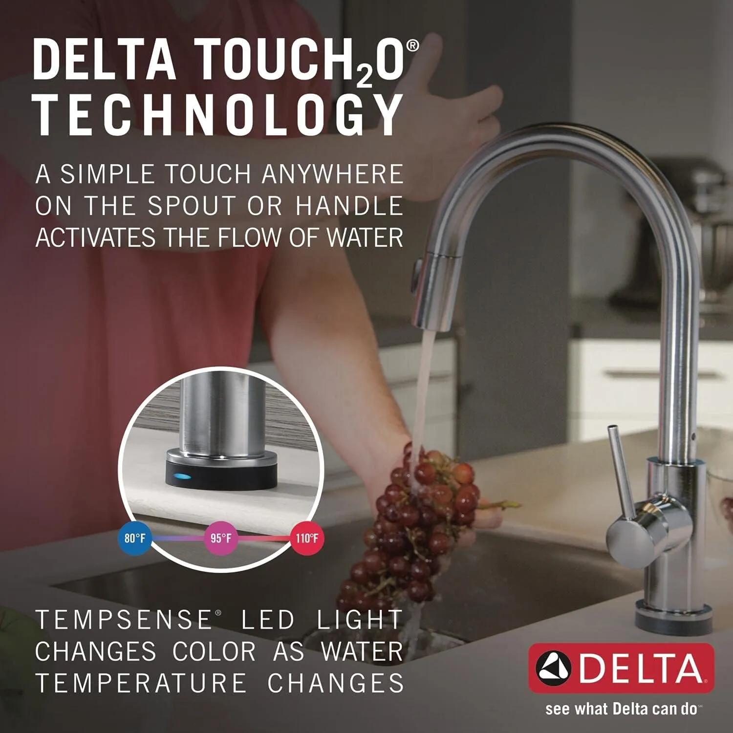 Delta Faucet Trinsic VoiceIQ Touchless Kitchen Faucet with Pull Down Sprayer, Smart Faucet, Alexa and Google Assistant Voice Activated, Kitchen Sink Faucet, Arctic Stainless 9159TV-AR-DST