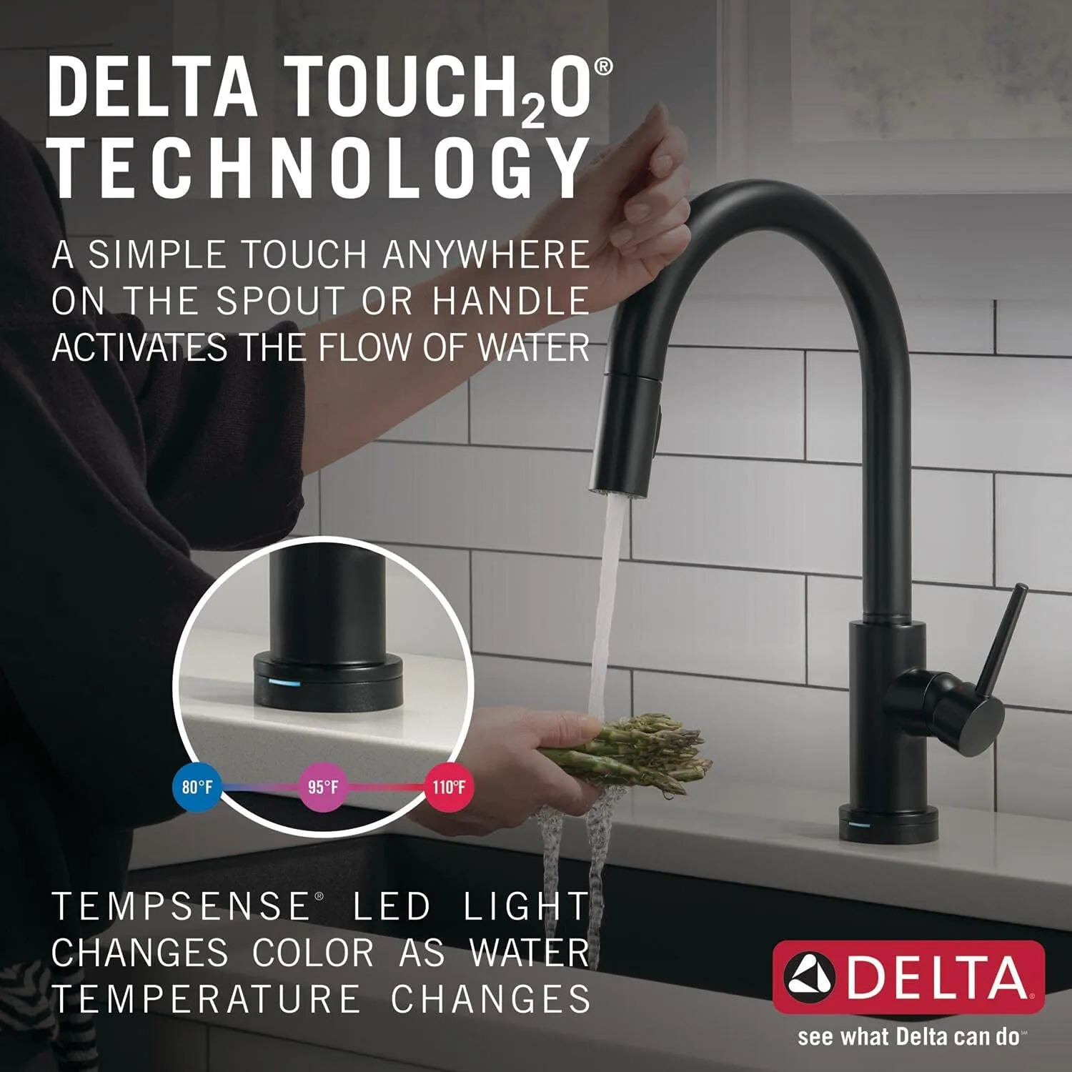 Delta Faucet Trinsic VoiceIQ Touchless Kitchen Faucets with Pull Down Sprayer, Smart Faucet, Alexa and Google Assistant Voice Activated, Kitchen Sink Faucet, Matte Black 9159TV-BL-DST