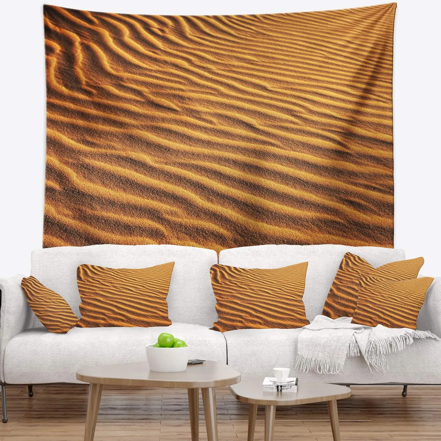 Designart ' Beautiful Sand Desert Dunes' African Landscape Tapestry Blanket Décor Wall Art for Home and Office, Created On Lightweight Polyester Fabric Medium: 32 in. x 39 in