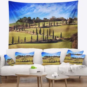 Designart Cypress Trees Scenic Road Siena Italy, Large/60" x 50"