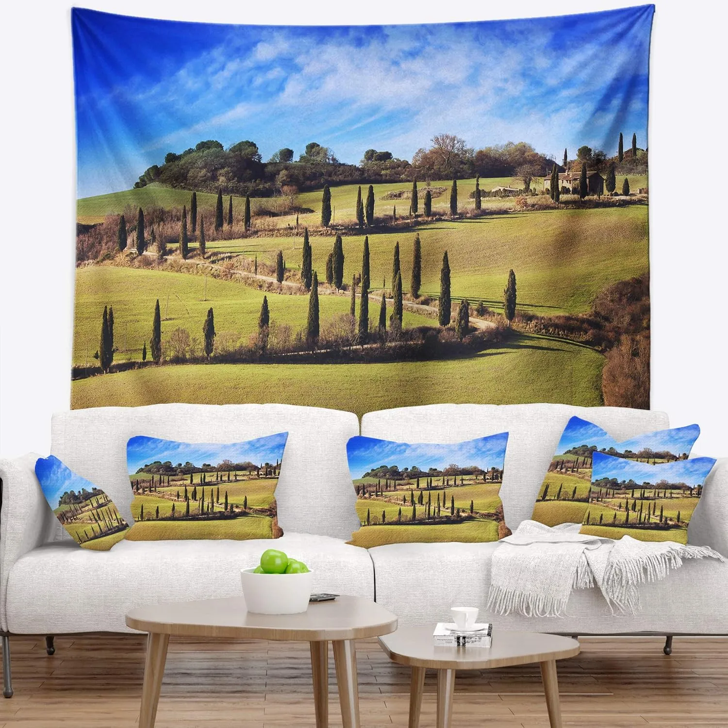 Designart Cypress Trees Scenic Road Siena Italy, Large/60" x 50"