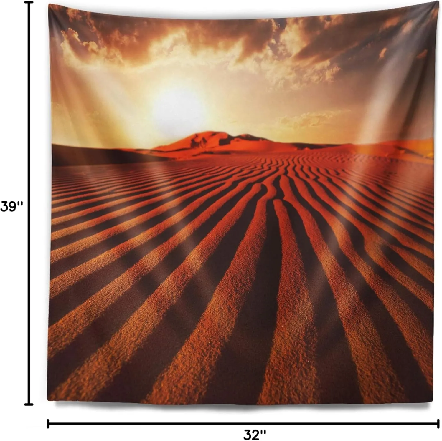 Designart ' Endless Brown Desert Dunes' Modern Landscape Tapestry Blanket Décor Wall Art for Home and Office, Created On Lightweight Polyester Fabric Medium: 32 in. x 39 in