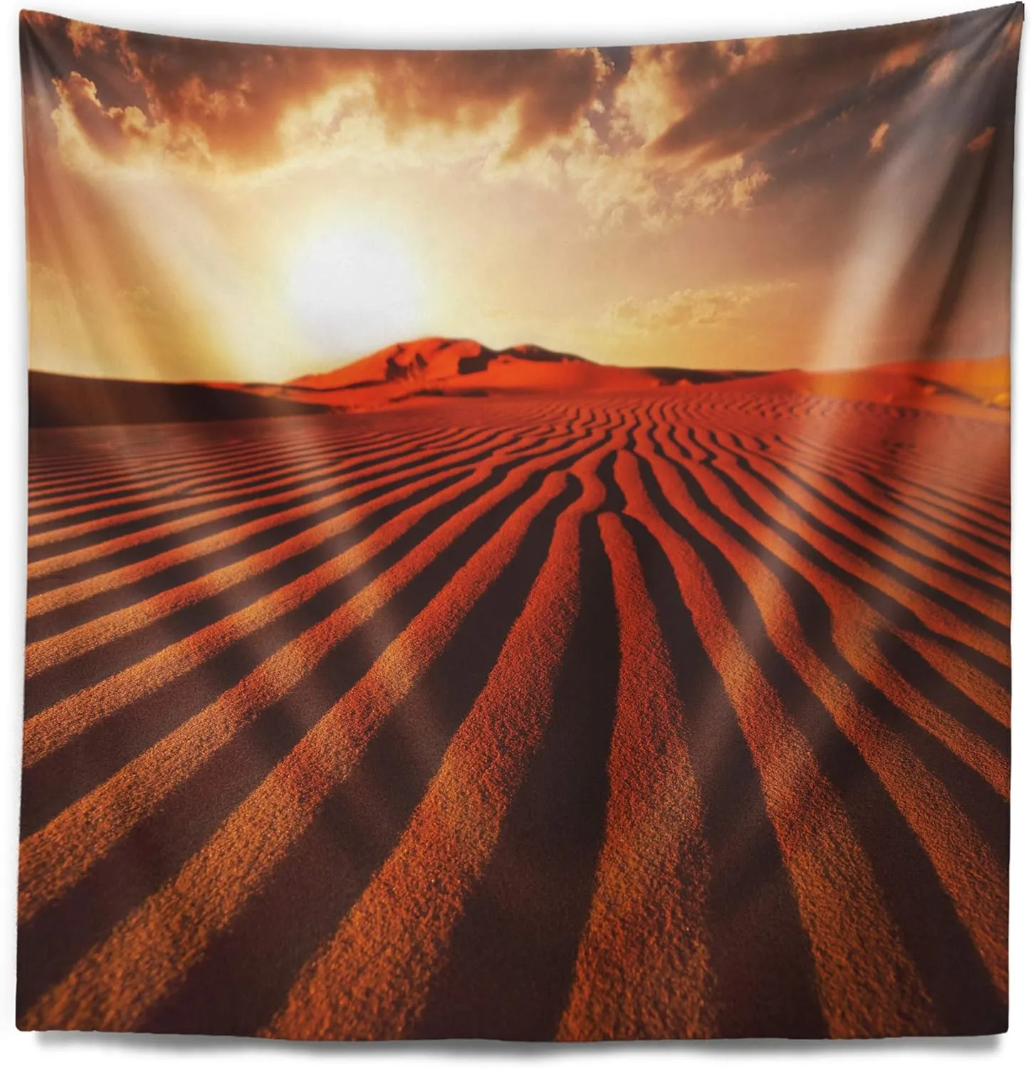 Designart ' Endless Brown Desert Dunes' Modern Landscape Tapestry Blanket Décor Wall Art for Home and Office, Created On Lightweight Polyester Fabric Medium: 32 in. x 39 in