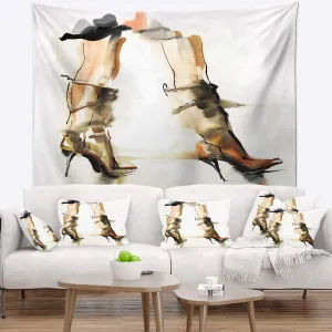 Designart ' High Heel Shoes' Abstract Tapestry Blanket Décor Wall Art for Home and Office, Created On Lightweight Polyester Fabric Large: 50 in. x 60 in
