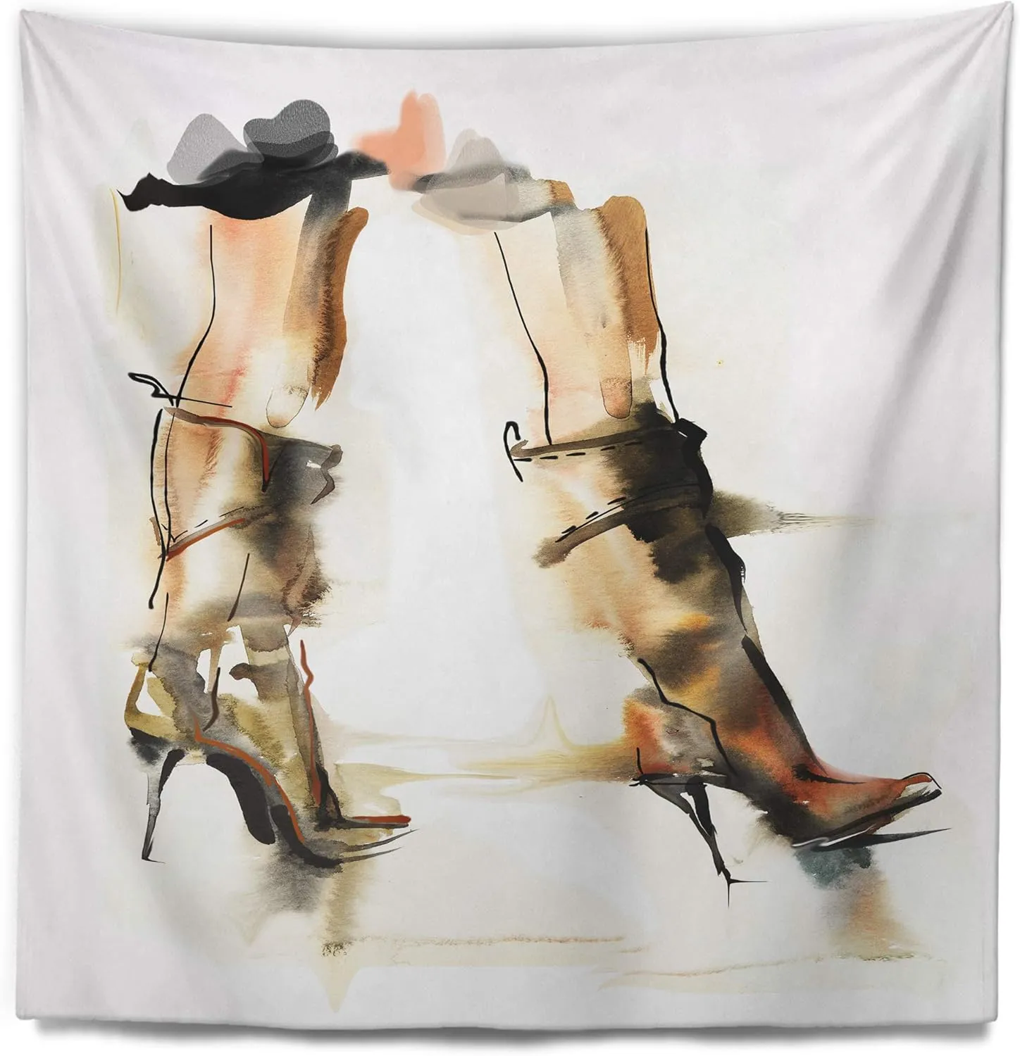 Designart ' High Heel Shoes' Abstract Tapestry Blanket Décor Wall Art for Home and Office, Created On Lightweight Polyester Fabric Large: 50 in. x 60 in