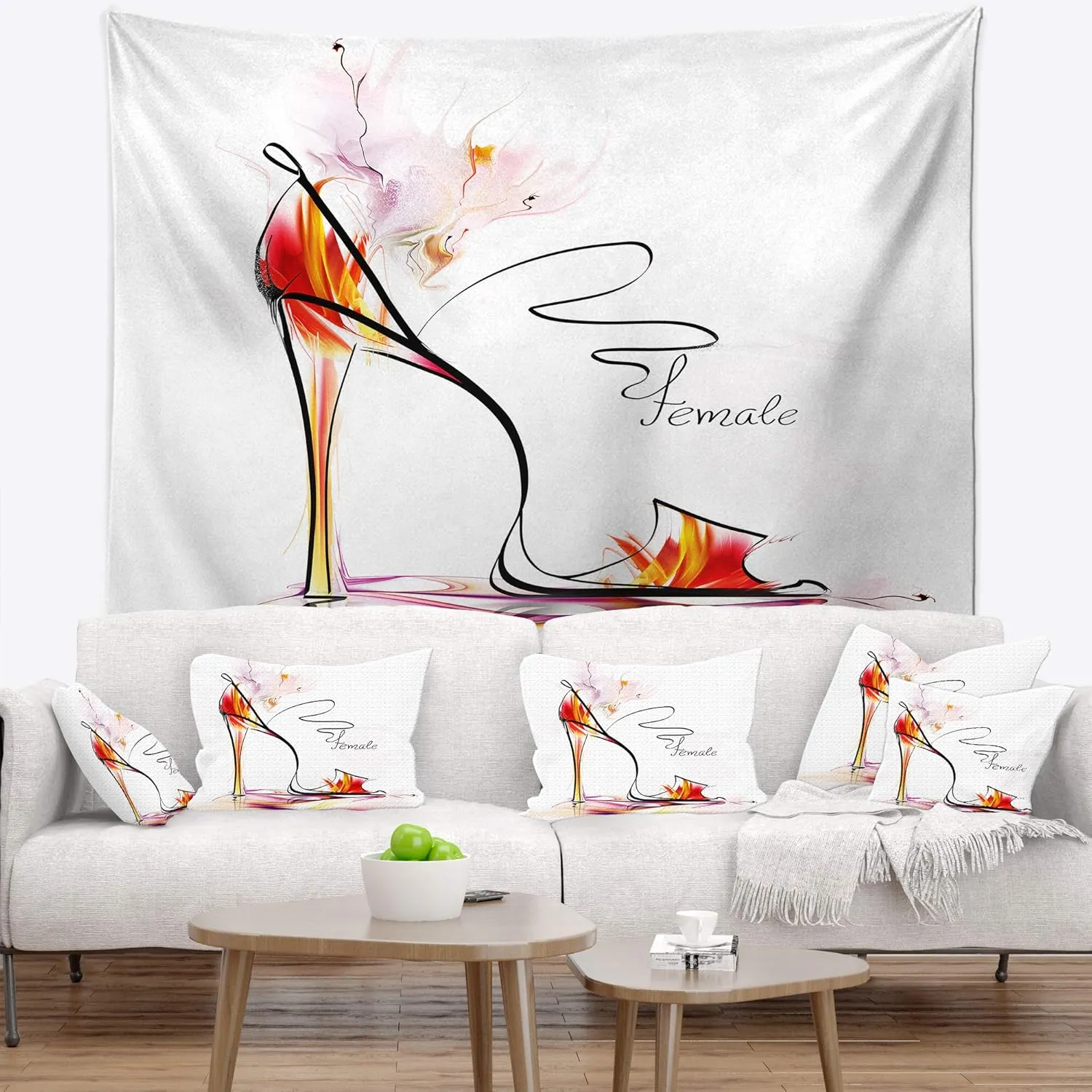 Designart Red High Heel' Abstract Tapestry Blanket Décor Wall Art for Home and Office Large: 50 in. x 60 in