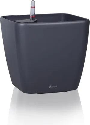 Dexceder 9x8 Self Watering Planter Indoor Outdoor, Inner Mat Design, Thickened Table Flower Plant Pot with Water Level Indicator (Slate Gray Matte)