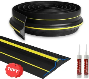 DGSL 16FT Universal Garage Door Bottom Threshold Seal Strip with 2 Adhesives, 2025 Upgrade 0.7'' in Height Weatherproof Rubber DIY Weather Stripping Replacement for Garage Door