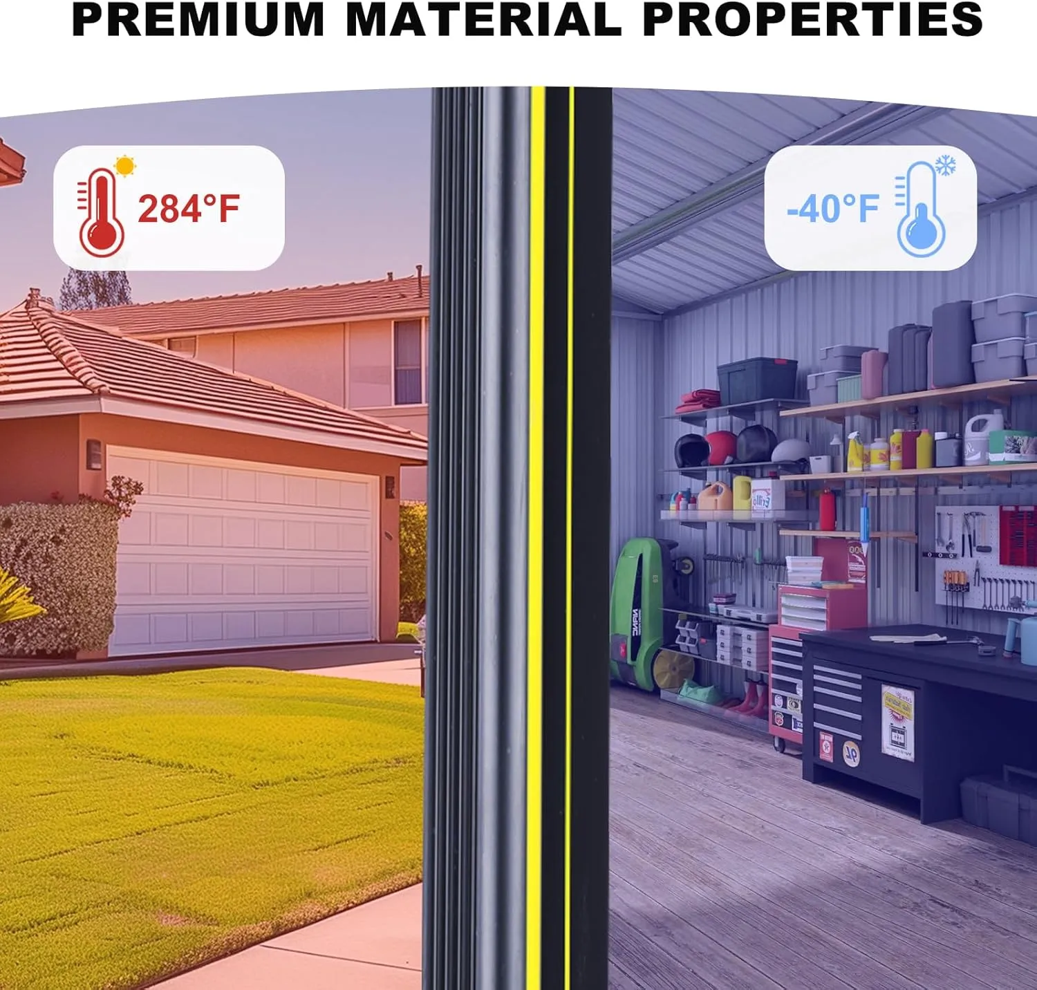 DGSL 16FT Universal Garage Door Bottom Threshold Seal Strip with 2 Adhesives, 2025 Upgrade 0.7'' in Height Weatherproof Rubber DIY Weather Stripping Replacement for Garage Door