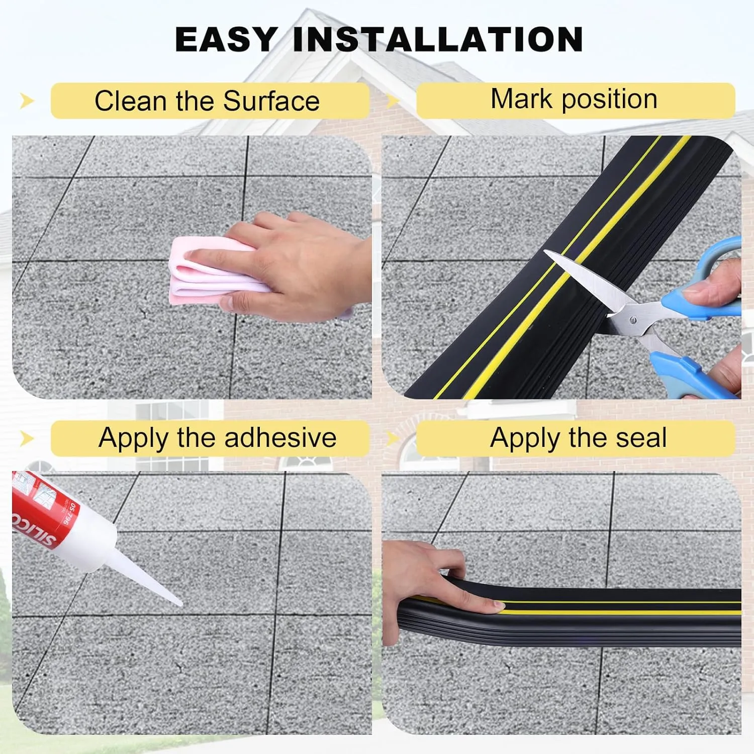 DGSL 16FT Universal Garage Door Bottom Threshold Seal Strip with 2 Adhesives, 2025 Upgrade 0.7'' in Height Weatherproof Rubber DIY Weather Stripping Replacement for Garage Door