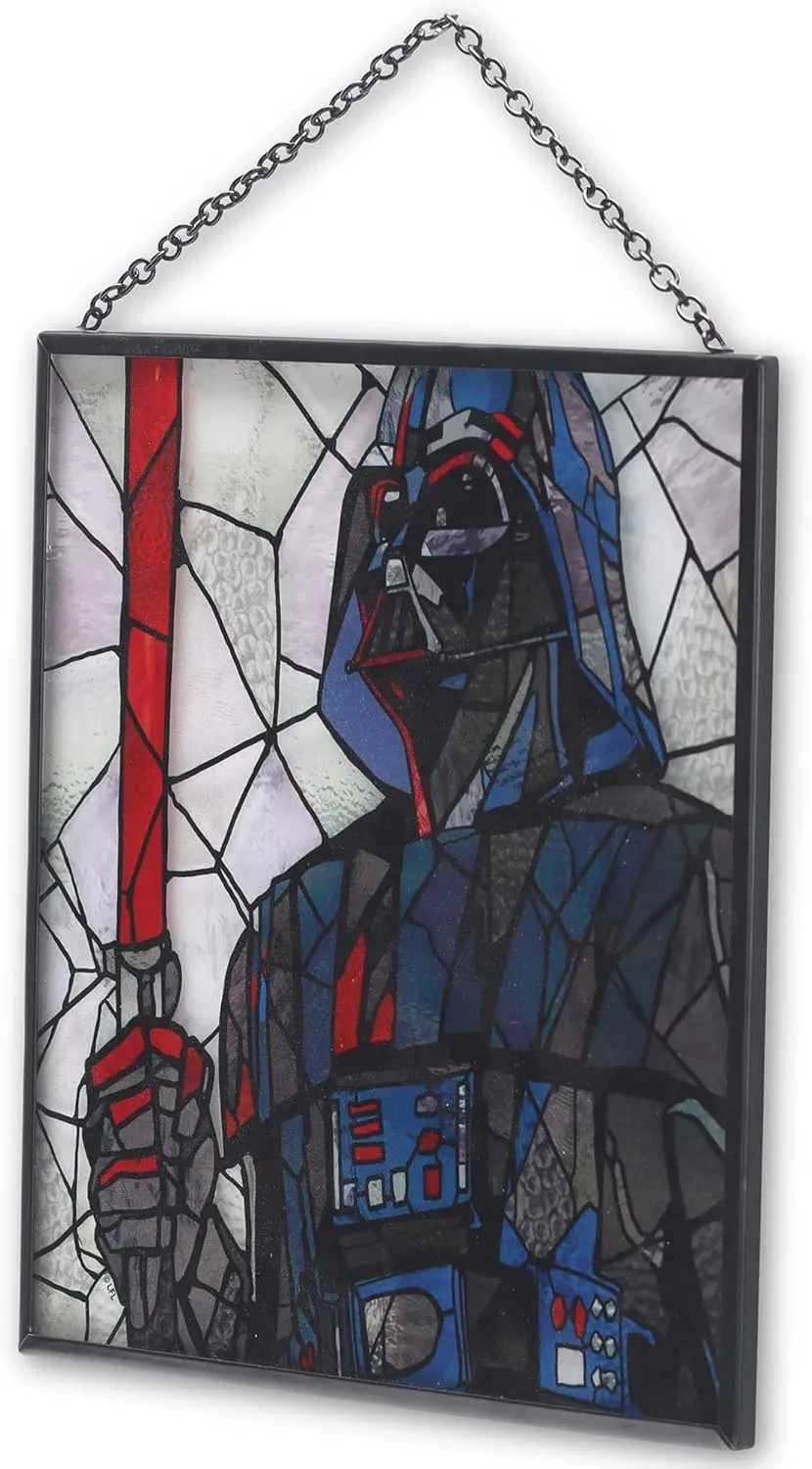 Disney Star Wars Darth Vader and Lightsaber Hanging Glass Wall Decor - Beautiful Darth Vader Wall Art for Home