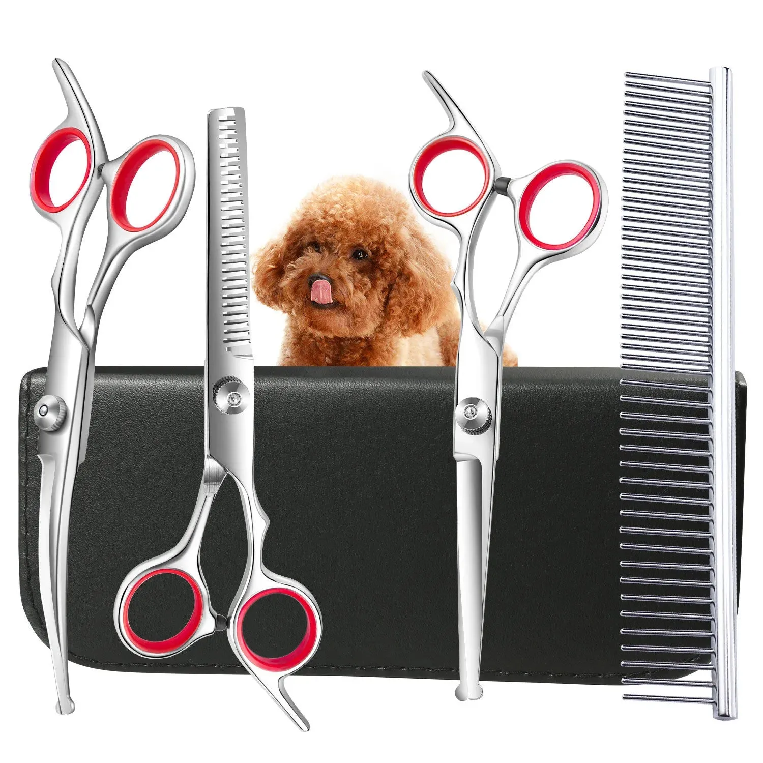 Dog Hair Cutting Shears Safety Round Tip Pet Grooming Scissors Kit