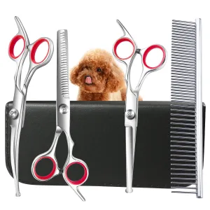 Dog Hair Cutting Shears Safety Round Tip Pet Grooming Scissors Kit