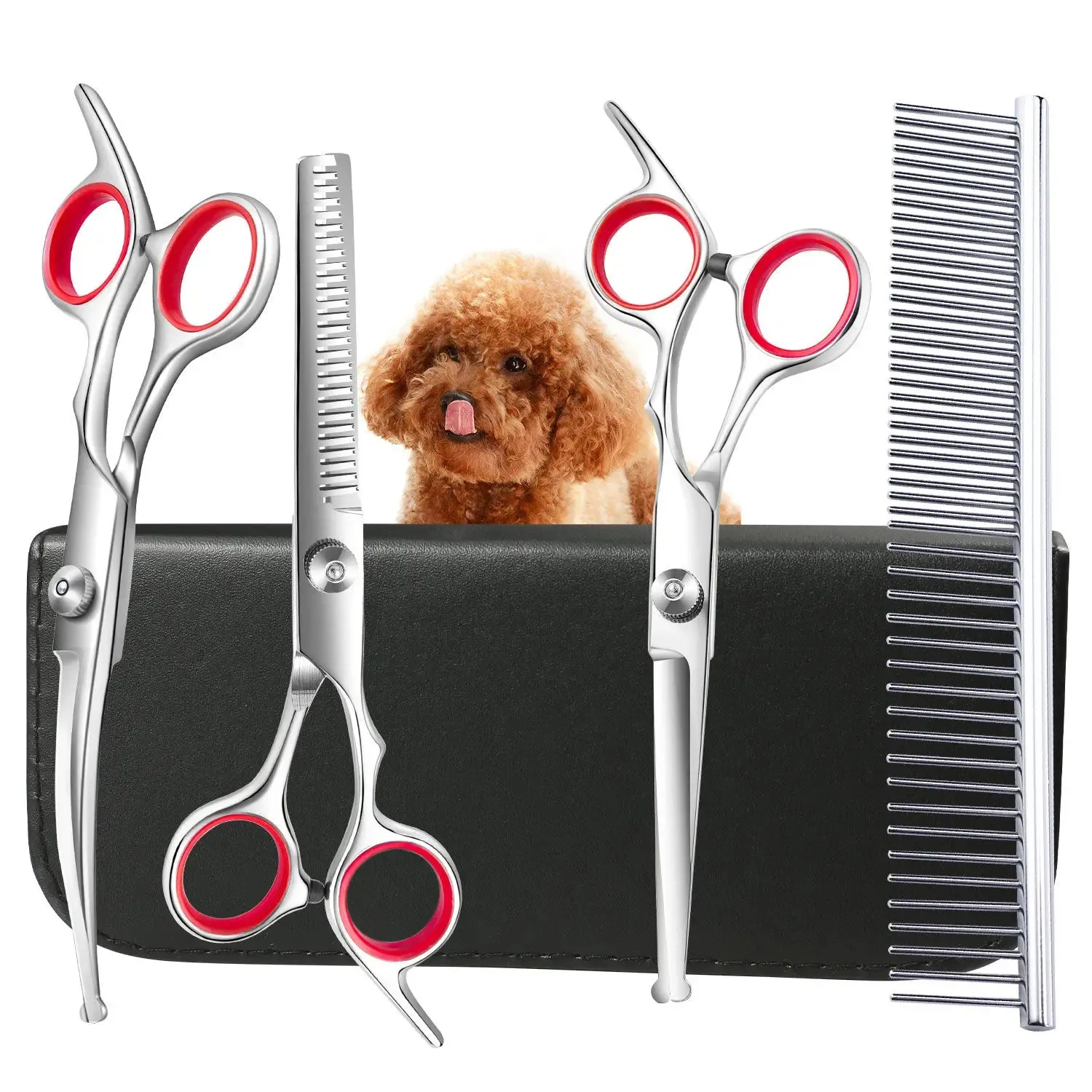 Dog Hair Cutting Shears Safety Round Tip Pet Grooming Scissors Kit