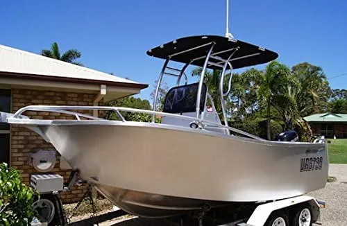 Dolphin Pro S2 T-TOP ✮ Folding Center Console Fishing Boat Tower Bimini Canopy, Marine Anodized Aluminum, Collapsible TTOP, Centre Fold Down Shade Roof (Anodized - Navy Blue)