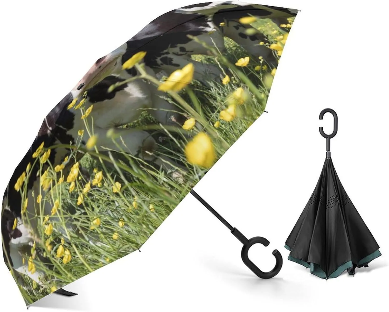 Donnapink Auto Large Inverted Rain Umbrella, Automatic Open/Close Reverse Car Umbrella Sun Protect UV Winds Rain Compact Parasol