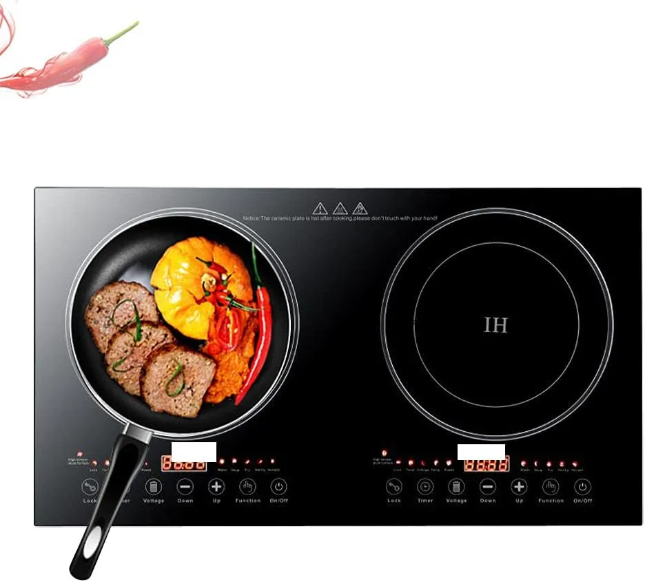 Double Induction Cooktop Cooker 2400W Digital Electric Countertop Burner Dual Hot Plate Heater Cooking Burner Stove, Touch Sensor Control, 8 Gear Firepower, Can Be Recessed In Countertop