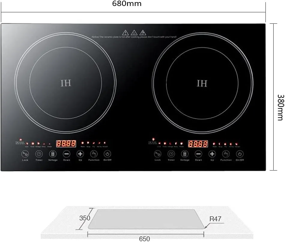 Double Induction Cooktop Cooker 2400W Digital Electric Countertop Burner Dual Hot Plate Heater Cooking Burner Stove, Touch Sensor Control, 8 Gear Firepower, Can Be Recessed In Countertop
