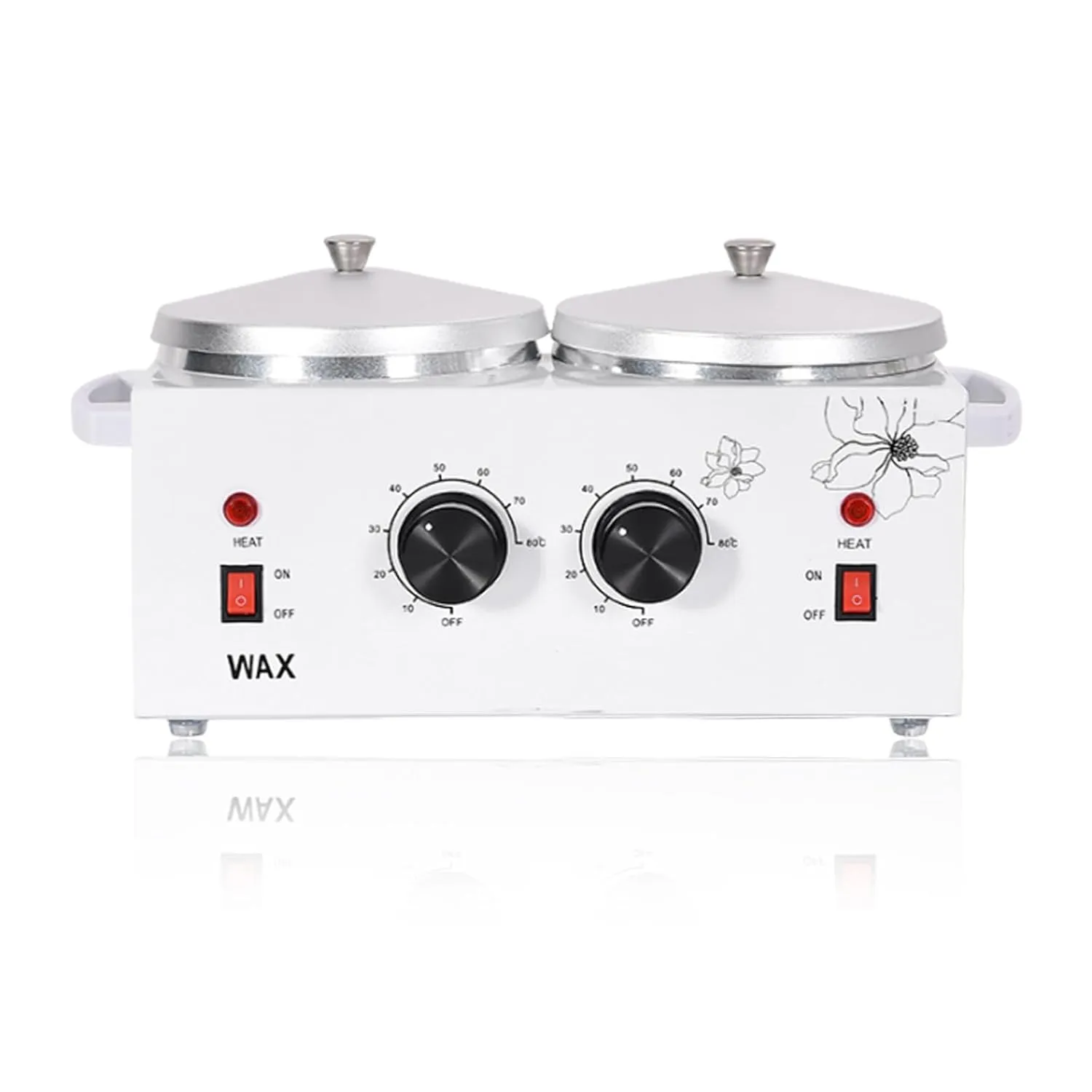Double Pots Wax Warmer Professional Melted Wax Beads for Hair Removal,Fast Electric Wax Heater with Adjustable Temperature Set for Women (White-Double Pots)