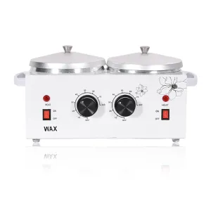 Double Pots Wax Warmer Professional Melted Wax Beads for Hair Removal,Fast Electric Wax Heater with Adjustable Temperature Set for Women (White-Double Pots)