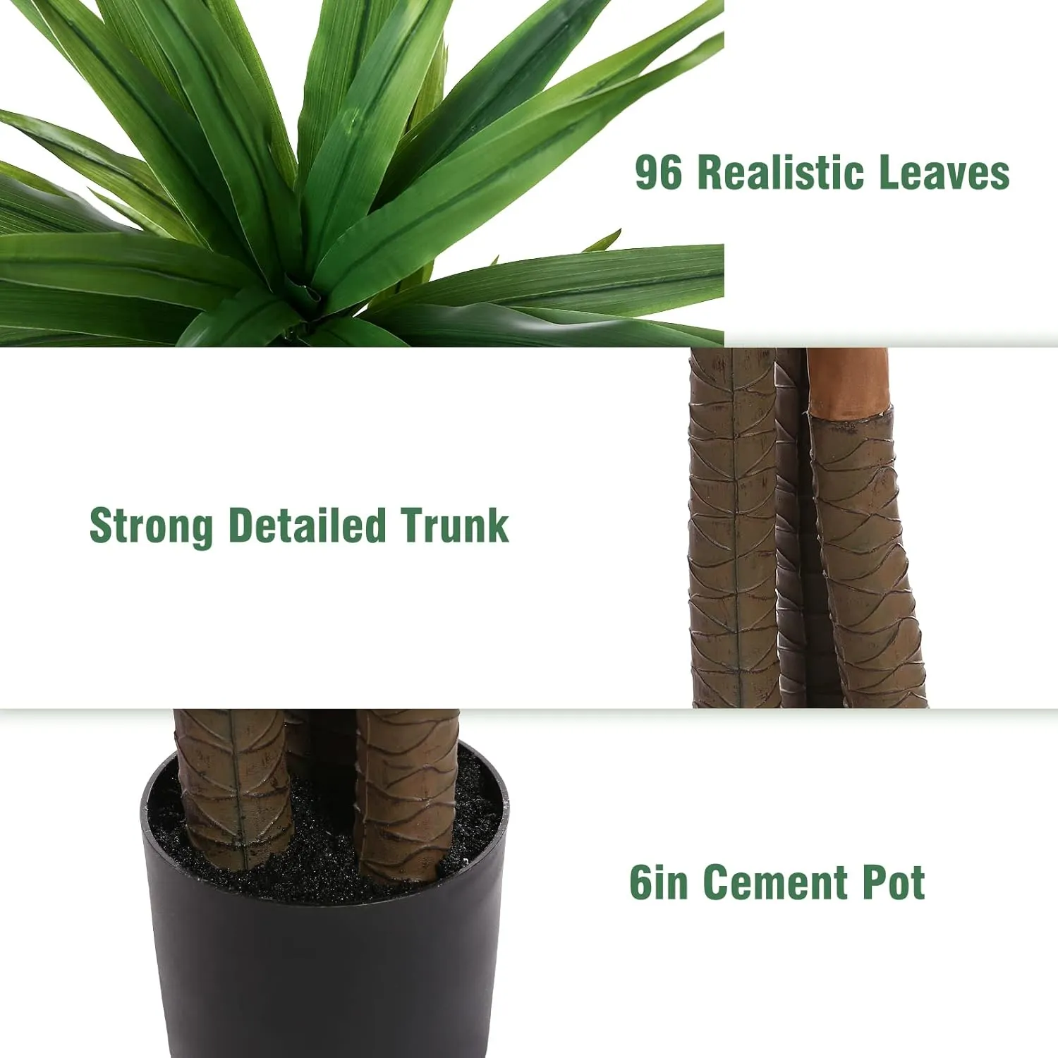 Dracaena Silk Plant Corn Stalk 6ft Tall Faux Plants Indoor Large Fake Plants Potted Yucca Tree Tropical Floor Plants Artificial Silk Palm Trees for Home Office Store Decor Housewarming Gift