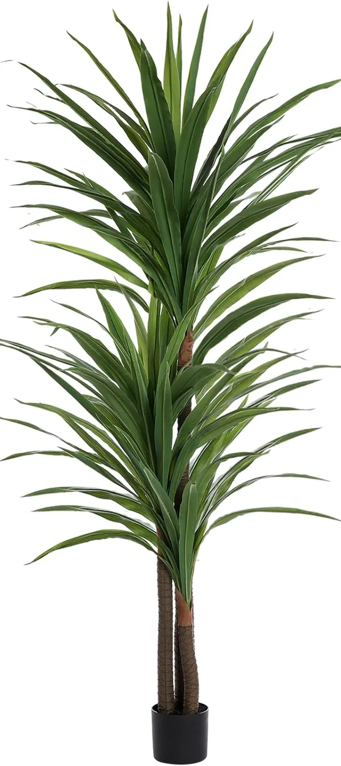 Dracaena Silk Plant Corn Stalk 6ft Tall Faux Plants Indoor Large Fake Plants Potted Yucca Tree Tropical Floor Plants Artificial Silk Palm Trees for Home Office Store Decor Housewarming Gift