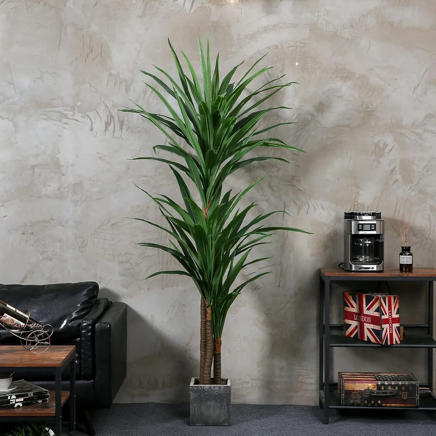 Dracaena Silk Plant Corn Stalk 6ft Tall Faux Plants Indoor Large Fake Plants Potted Yucca Tree Tropical Floor Plants Artificial Silk Palm Trees for Home Office Store Decor Housewarming Gift