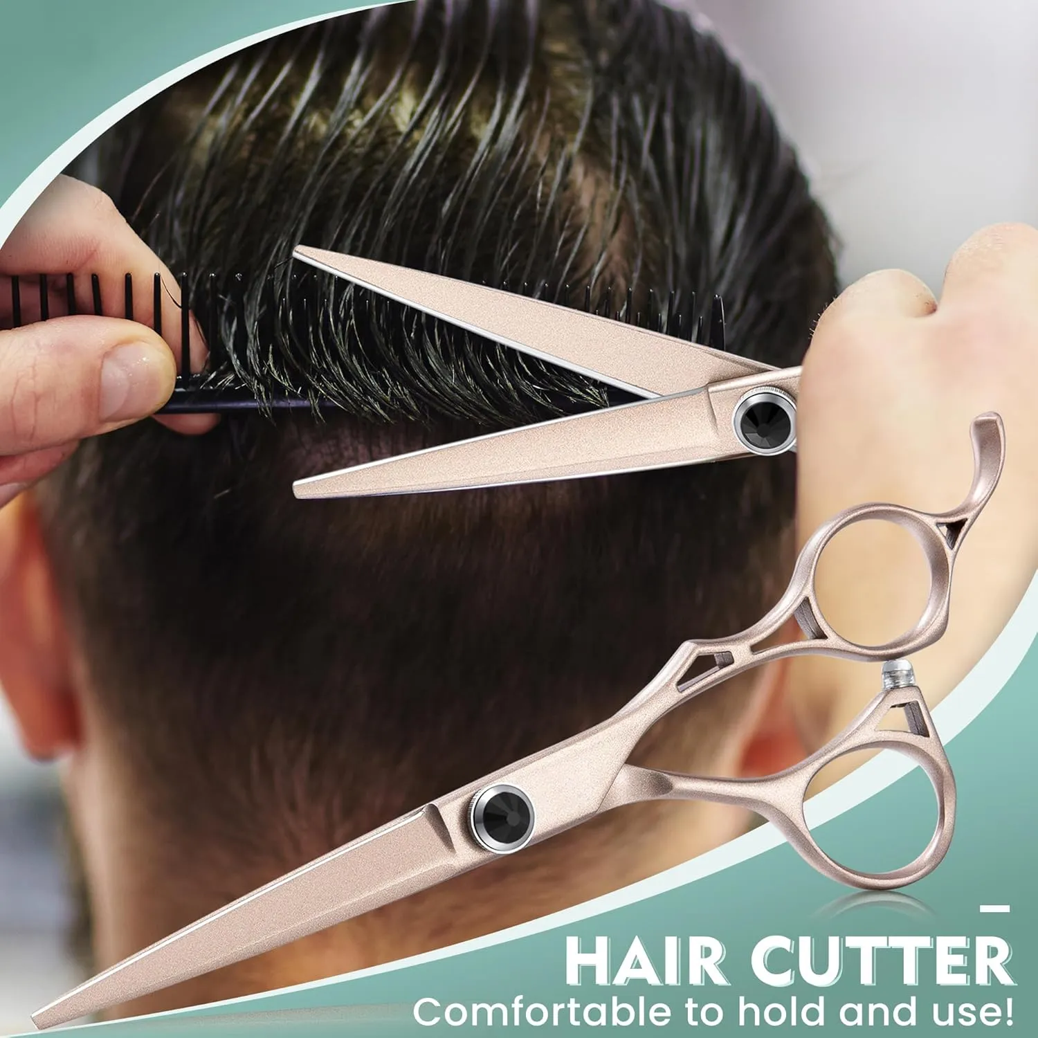 Dragon Creek Hair Cutting Thinning Scissors Set Haircut Texturizing Blending Hairdressing Shear Kit Professional for Stylist, Hairdresser, Men, Women, Kids Salon Barber Home Rose Gold 9pcs 6"